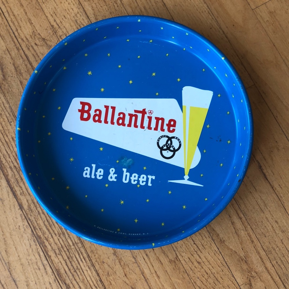 BALLANTINE VINTAGE BAR TRAY 13” diameter